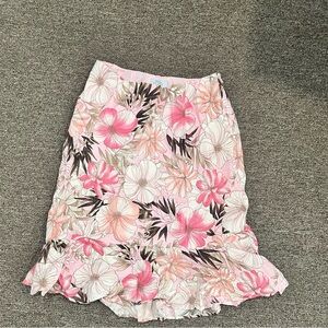 LOFT Pink Floral Pencil Skirt